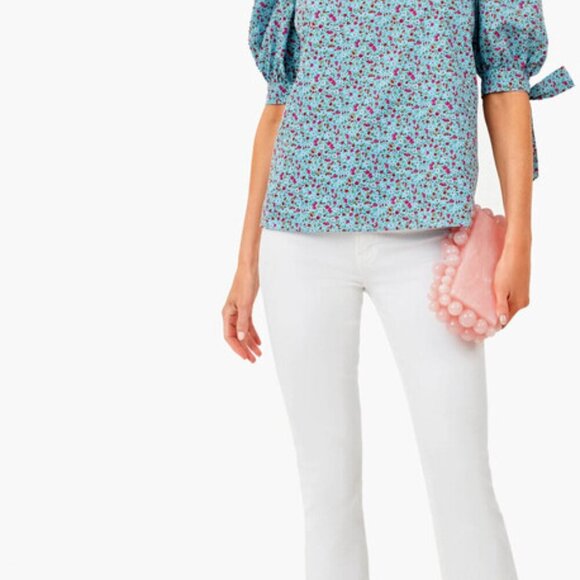 Tuckernuck Hyacinth House Blue Ditsy Floral Fiona Blouse size Small - Picture 2 of 9